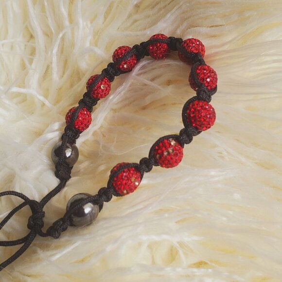 Unisex Ruby Red Coloured Swarovski Crystal Balls & Smooth Round Hematite Beads🌴 - Picture 3 of 6